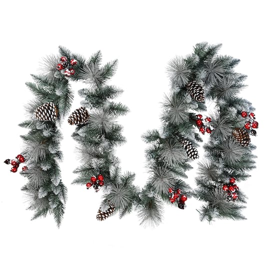 9ft. Sterling Pine Artificial Garland with Pinecones &#x26; Red Berries